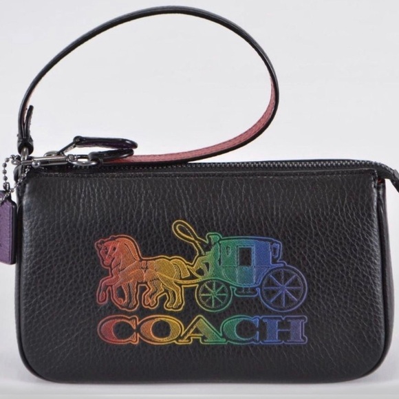 Coach Nolita 19 .Black Leather Rainbow Horse and Carriage Print - Picture 1 of 10
